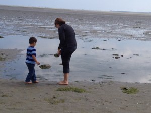 Playing by the water.